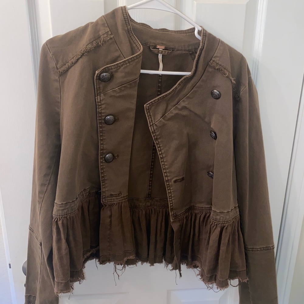 free people army green jacket size small